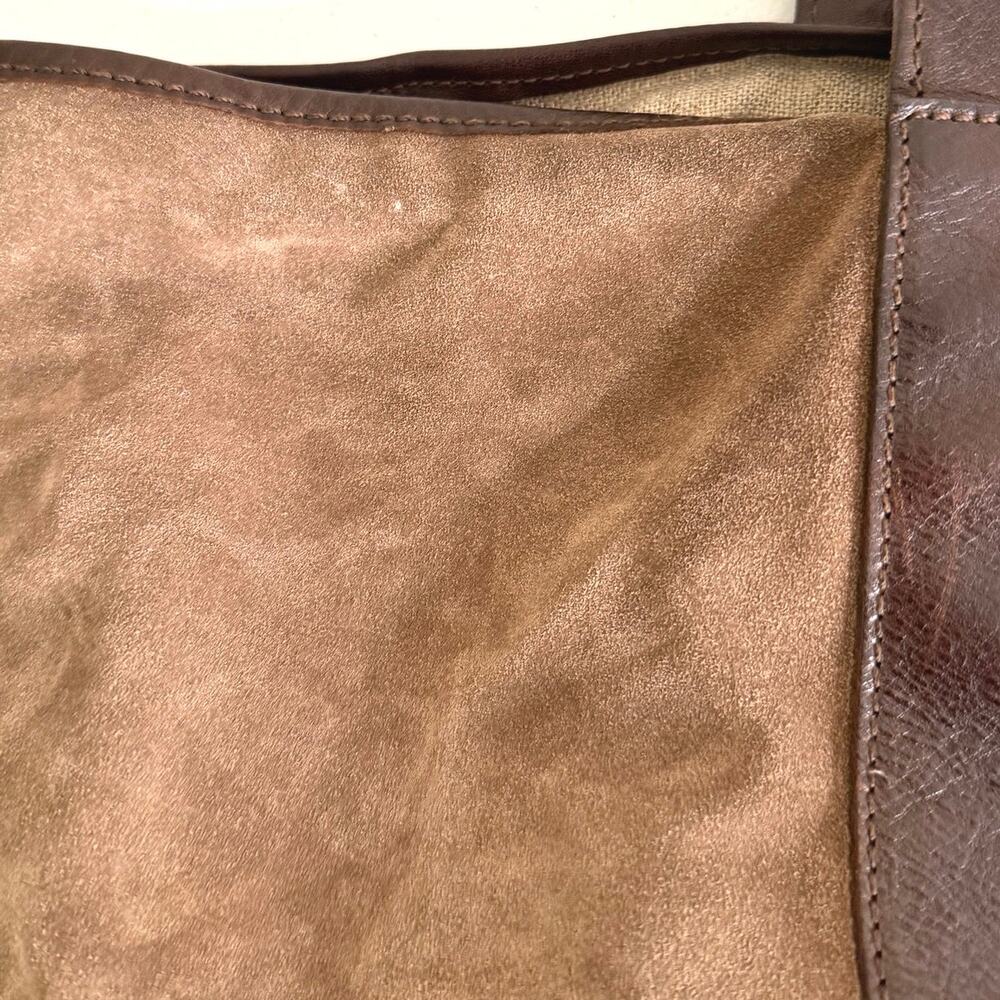 Barneys New York suede leather brown tote made in Italy - Picture 12 of 15
